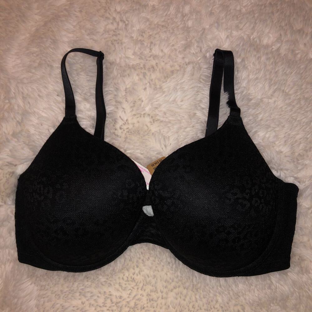 NEW Victoria's Secret Black Leopard Lace Bra 36DD Padded Push Up Adjustable